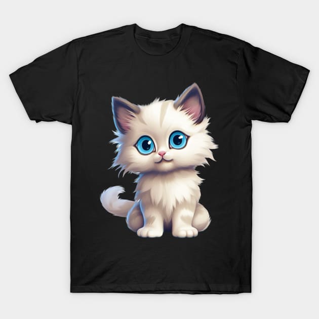 Cute Ragdoll Kitten with Big Blue Eyes T-Shirt by EpicFoxArt